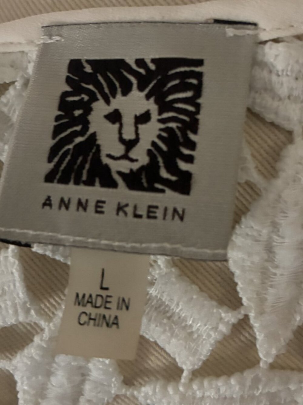 ANNE KLEIN Ivory Blouse sz L - Picture 7 of 9